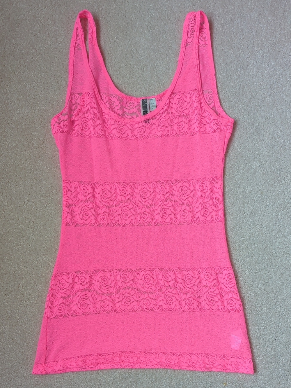 3 For $30. BKE Neon Pink Lace Stripe Tank Top